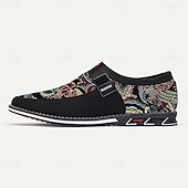 billiga Jacquard-skor-slip-on sneakers i svart och flerfärgad jacquard för män – snygga skor i jacquardtyg för casual och smart casual evenemang