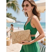 olcso Keresztpántos táskák-női szőtt szalmából készült crossbody táska - boho nyári kuplung állítható vállpánttal strandruhákhoz, üdülőruhákhoz és hétköznapi viseletekhez