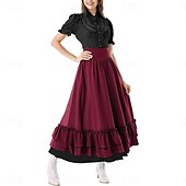 cheap Bottoms-Punk &amp; Gothic Medieval Renaissance Skirt Cosplay Costume Maxi Skirt Ren Faire Solid Colored Women&#039;s Celtic Pirate Fantasy Halloween Carnival Masquerade Carnival Casual Daily Adults&#039; Skirt