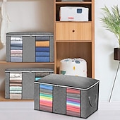 cheap Clothing &amp; Closet Storage-4 Pack Foldable Storage Bags Under-bed Storage, Bedding Storage Bags with Clear Window and Reinforced Handles, Reusable Bag Organizer with Smooth Zipper, for Clothes Blankets Comforters