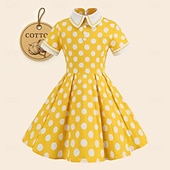 preiswerte Kleider-Retro Vintage 1950er Rockabilly Midlänge Kleid Swing-Kleid Ausgestelltes Kleid Tupfen Damen Maskerade Maskerade Date Junggesellinnenabschiedsparty Kinder Kleid Abschlussballkleider Frühling &amp; Sommer