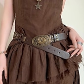 abordables ceinture-Ceinture Femmes PU Café Ceinture Taille Rue Week-end Fleuri