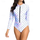 halpa Ihottumavartiot-Naisten Ihottumissuoja Uimapuku UV-aurinkosuojaus UPF50+ Kevyt Pitkähihainen Spandex Uima-asut Uimapuku Etuvetoketju Uinti Lainelautailu Hiekkaranta Vesiurheilu Kalavaa&#039;at Kesä Kevät Syksy