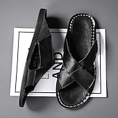 preiswerte Urlaubsandalen-Braune Herren-Sandalen mit Kreuzriemen aus Kunstleder – bequeme Schlupfsandalen mit hochwertiger Lederkonstruktion und verstellbarer Passform, ideal für entspannten Sommerlook und Outdoor-Abenteuer