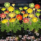 baratos Luzes de paisagem-1 lâmpada de encaixe para simulação solar de suculentas para áreas externas, jardim de pátio, caminho de gramado, lâmpada de paisagem, lâmpada decorativa, presente para entusiastas de jardinagem