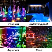 baratos Luzes e lanternas de caminho-Holofotes solares externos, luzes rgb que mudam de cor, holofotes subaquáticos de paisagem 2000mah ip68 à prova d&#039;água, holofotes de paisagem led para aquário, jardim, quintal, piscina, lago, fonte,