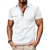 baratos Polo Clássico Masculino-Homens Camisa de golfe Camisas Polos de Golfe Trabalho Casual Lapela Manga Curta Básico Moderno Bloco de cor Patchwork Botões Verão Normal Preto Branco Vinho Azul Marinha cáqui Verde Tropa Camisa de
