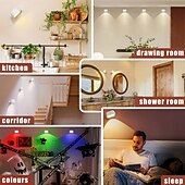 お買い得  パックライト-壁掛けライト 1個 磁気タッチ RGB 調光 USB充電 リモコンコントロール 360度回転 ベッドサイド 壁画 階段 読書灯