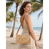olcso Keresztpántos táskák-női szőtt szalmából készült crossbody táska - boho nyári kuplung állítható vállpánttal strandruhákhoz, üdülőruhákhoz és hétköznapi viseletekhez
