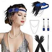 olcso Kiegészítők és még sok más-1920-as évek A nagy Gatsby Flapper fejpánt Gyöngyös karkötő Fülbevaló A nagy Gatsby Toll Retro Csillogó glitter Kristály / Strassz Női Farsang Valentin nap Álarcos mulatság Party estélyi viselet