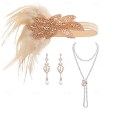 olcso Kiegészítők és még sok más-1920-as évek A nagy Gatsby Flapper fejpánt Gyöngyös karkötő Fülbevaló A nagy Gatsby Toll Retro Csillogó glitter Kristály / Strassz Női Farsang Valentin nap Álarcos mulatság Party estélyi viselet