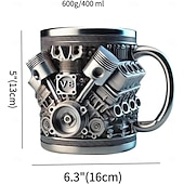 cheap Drinkware-Engines Stainless Steel Mug, Creative Resin and Stainless Steel Coffee Cup, Unique Personality Drinkware, Stylish Whiskey Glass, Perfect Gift and Decorative Figurine for Home and Office