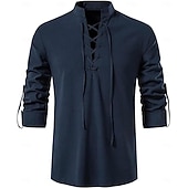 olcso Felsők-Középkori Reneszánsz 17. század Ing Kalóz Viking Egyszínű Jelmez Férfi Mindszentek napja Farsang Alkalmi / Napi Reneszánsz Vásár LARP Felnőttek Ing Tavaszi nyár