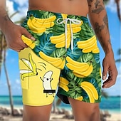 ieftine Mâncare și băuturi-Bărbați Amuzant Banană Pantaloni scurți căptușiți Pantaloni scurți de baie 2 în 1 Pantaloni Scurți de Înot Talie medie Hawaiană Vacanță Concediu Costum de plajă Buzunare laterale Cu căptușeală de