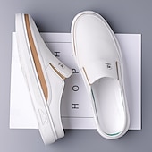 Недорогие Мужские клоги и мюли-мужские белые мюли — стильный дизайн слипонов с коричневыми акцентами, легкие и удобные для повседневной носки, неформальных выходов и путешествий