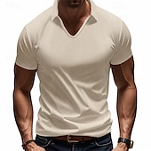 economico Polo classica da uomo-Per uomo Maglia da golf Polo Piqué Affari Casuale Bavero Manica Corta Moda Essenziale Tinta unica Testurizzato Bottoni Estate Primavera &amp; Autunno Vestibilità regolare Marrone Scuro Bianco Grigio
