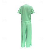 abordables Robes-Femmes Mode Streetwear Chemise Ensembles en coton et lin Ensembles deux pièces Manche Courte Col ras du cou Uni Tenue quotidienne Date Jaune Rose Claire Vert Été Coupe régulière