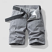 baratos Clássico-Homens Bermuda Cargo Calção Shorts de verão Cintura elástica Bolso multi Bolso com aba Tecido Conforto Vestível Comprimento do joelho Ao ar livre Esporte Diário Moda Casual Preto Azul