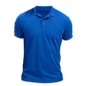 cheap Men&#039;s Classic Polo-Men&#039;s Golf Shirt Golf Polos Shirts Work Casual Lapel Short Sleeve Basic Modern Plain Patchwork Buttons Summer Regular Fit Blue Sky Blue Army Green Golf Shirt