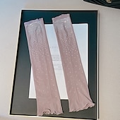 economico Maniche &amp; Sciarpa-Set di maniche di protezione solare scintillanti con strass ad alta elasticità, per donna, maniche dimagranti, stile mondano, maniche corte, maniche estive.