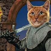 billiga T-shirts med djurmönster-Cat Knight Vincent Hie herr-t-shirt med kattmotiv, kortärmad, 3D-tryck, rund hals, överdriven, designer, fest, gata, avslappnad, brun, sommar, vår, alla årstider, kläder, s m l xl xxl xxxl 4xl