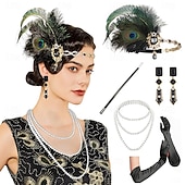 billige Tilbehør og mer-1920-tallet Den store Gatsby Flapperpannebånd i 1920-stil Den store Gatsby Fjær Kontor / Bedrift Glitrende glitter Krystall / Rhinstein Kostyme Dame Karneval Valentinsdag Maskerade Festkveldsklær