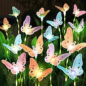abordables Éclairage paysager-1 pc extérieur solaire papillon lumières simulation arc-en-ciel papillon pôle lumineux prise de terre lumière cour jardin pelouse chemin parc paysage lumière décorative lumière