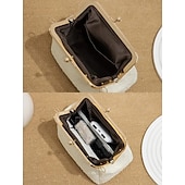 baratos Casamento ACC-Bolsa clutch vintage com alça de pérola para mulheres – elegante bolsa transversal de cetim texturizado para casamentos, festas noturnas e eventos formais