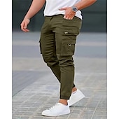 abordables Pantalons Cargo-Homme Pantalons Cargo Pantalons Boutons Poche à Rabat Uni Portable Extérieur Quotidien Camping &amp; Randonnée Mode Classique Noir Vert Véronèse