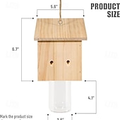 abordables Soins et soutien aux animaux-Piège à abeilles charpentières pour l&#039;extérieur - Pièges à abeilles charpentières suspendus en bois de style pentroof pour l&#039;extérieur - Pièges à insectes avec voûte amovible (1 paquet)