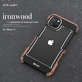 cheap iPhone Cases-Wood Metal Bumper Frame Case for iPhone 15 Pro Max 14 Plus 13 12 11 Pro Max X XR XS – 4-Corner Shockproof Protection, Solid Color Aluminum Alloy Edge Cover
