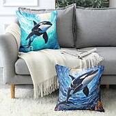 billige dyrestil-Havdyr dekorative kasteputer trekk 1PC mykt firkantet couch putevinkel putevar soverom stue sofa stol Orcinus orca