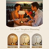 Недорогие Декоративные огни-Многофункциональная светодиодная настольная лампа 3 цвета с регулируемой яркостью, перезаряжаемая через USB прикроватная лампа для спальни, столовой, гостиной, офиса, общежития, ночник