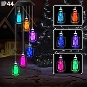 abordables Projecteurs, lampes et lasers-Lumière de carillon à vent solaire 6 LED IP65 étanche lanterne suspendue lumière jaune chaude pour patio balcon et décoration de jardin
