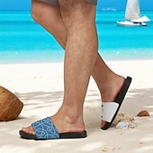 tanie Sandały wakacyjne-Męskie Pantofle Drukuj buty Druk 3D Kapcie na zewnątrz Kapcie plażowe Codzienny Styl plażowy Codzienny Plaża Polichlorek winylu Wodoodporny Wygodny Niepoślizgowy / a Czarny i biały Zielony