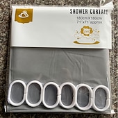 abordables Cortinas de ducha-Cortinas de ducha resistentes a moho cortina de ducha PEVA pesada e impermeable para baño con 12 ganchos plásticos blancos 180cm x 180cm