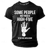 お買い得  メンズおもしろTシャツ-男性用短袖グラフィックティー - 皮肉な「椅子で顔を叩くハイファイブ」ユーモアデザイン