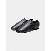abordables Chaussures de danse d&#039;entraînement-Chaussures de danse jazz en cuir beige pour femmes avec semelle fendue – chaussures souples à enfiler pour les cours de jazz et les performances sur scène