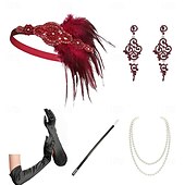 olcso Kiegészítők és még sok más-1920-as évek A nagy Gatsby Flapper fejpánt Gyöngyös karkötő Fülbevaló A nagy Gatsby Toll Retro Csillogó glitter Kristály / Strassz Női Farsang Valentin nap Álarcos mulatság Party estélyi viselet