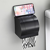 olcso Törülközőtartó-fekete WC-papír tartó multifunkcionális fürdőszobai polccal 3 stílusú alumínium falra szerelhető - 1 db