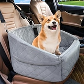 baratos Capas para bancos de automóveis-assento de carro para cães de pequeno e médio porte, assento elevatório removível e lavável para cães com menos de 30 libras, assento de carro para animais de estimação, cama de viagem com bolsos de