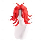 levne Anime paruky-hazbin hotelová syntetická paruka nifiti volná kudrna kudrnatá vazba vrstvený střih asymetrická paruka 16 palců a1 syntetické vlasy dámské cool klasika pohodlná červená