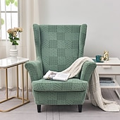 economico Rivestimento sedia wingback-Copertura per poltrona a orecchioni Geometrico Stampato e jacquard Poliestere Copriletto