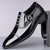 preiswerte Formell-Herrenschuhe - schwarz-weiße Lackschuhe mit Schnalle für Hochzeiten, Galas und Tanzpartys