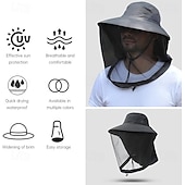 baratos chapéus de casa-Chapéu Protetor Solar para Homens e Mulheres com Rede de Mosquito Boné para Praia e Pesca de Aba Larga com Orelhas Malha Respirável à Prova de Vento