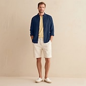 halpa Miesten Elite-paidat-miesten 100% pellavapaita nappikauluspaita vapaa-ajan paita yksivärinen muodollinen rento valkoinen vaaleanvihreä punainen tummansininen pitkähihainen turndown-paita kesä talvivaatteet vaatteet yksiväriset