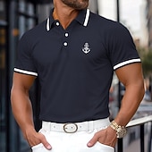 preiswerte Klassisches Poloshirt für Herren-Herren Baumwoll-Poloshirt Golf Poloshirts Lässig Geschäft Gerippter Polokragen Klassisch Kurzarm Basic Modern Einfarbig Knöpfe Logo Frühling &amp; Sommer Normale Passform Dunkelrot Gelb Hellblau Grau