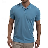 cheap Men&#039;s Classic Polo-Men&#039;s Golf Shirt Golf Polos Shirts Work Casual Lapel Short Sleeve Basic Modern Plain Patchwork Buttons Summer Regular Fit Blue Sky Blue Army Green Golf Shirt