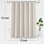 cheap Shower Curtains-Linen Feel Shower Curtain with 12 Hooks Beige Boho Farmhouse Shower Curtains for Bathroom Natural Cloth Cotton Fabric Liner