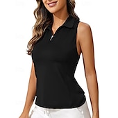 cheap Women&#039;s Shirt-US Open Women&#039;s Workout Tank Top Sport Shirt Sports Tank Top Tank Top Sleeveless Zipper Quick Dry Tennis Golf Pickleball Zip Collar Solid Colored Tank Back Black White Pink Spandex Tennis Clothing